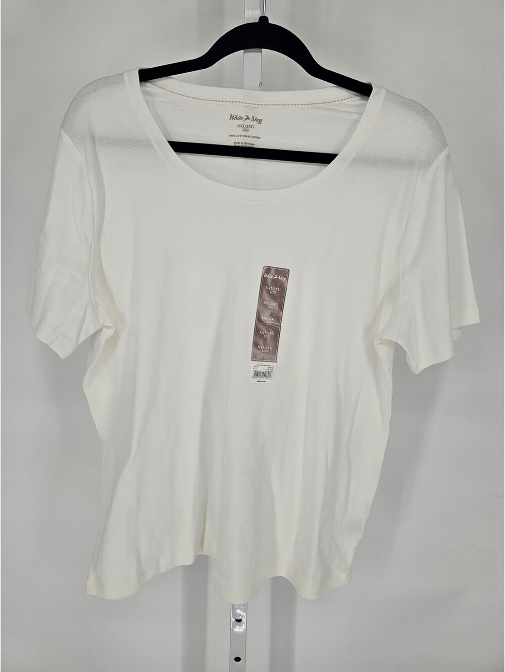 White Stag Womens Sz XXL Short Sleeve T Shirt 100% Cotton Solid White NEW
